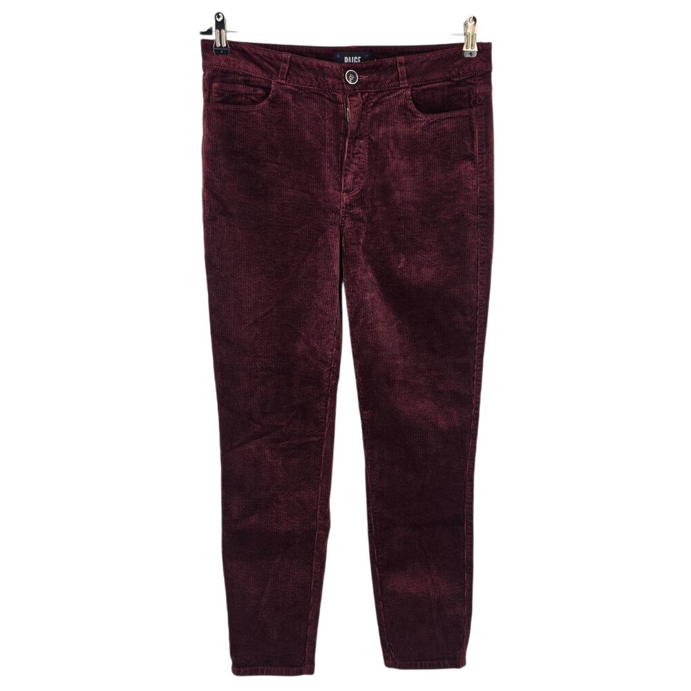 Paige Deep Burgundy Corduroy Hoxton High Rise Skinny Cropped Ankle Pants Size 31